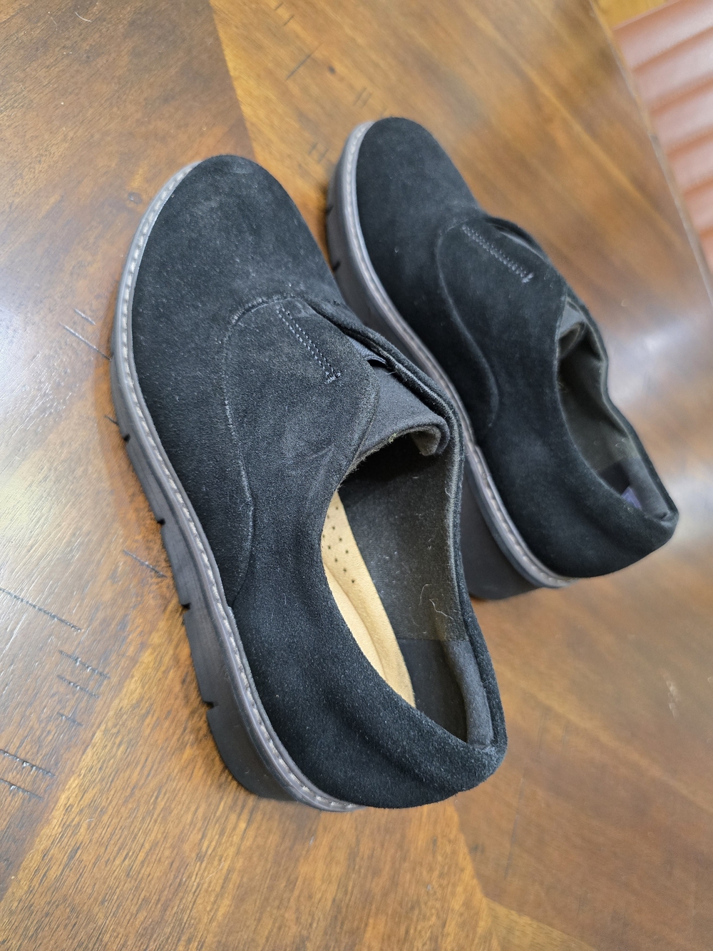 Clarks Women's Black Suede Slip-On Loafers